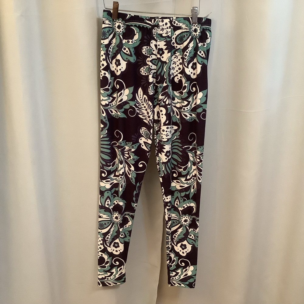 Leggings Women’s Curvy Plus 12-20 Elastic Waistband Mint Paisley Pattern